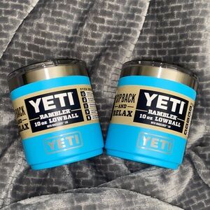 Set of 2 Yeti Rambler 10 oz Lowball Tumblers in Retired Color “Reef Blue”